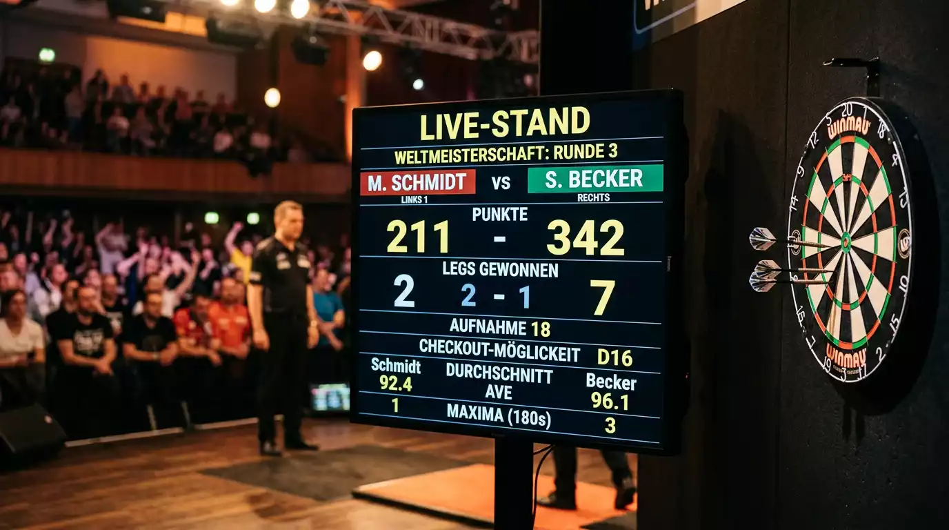 Bwin Darts-Livewetten-Plattform mit Match-Center, Grafik-Tracker und In-Play-Märkten