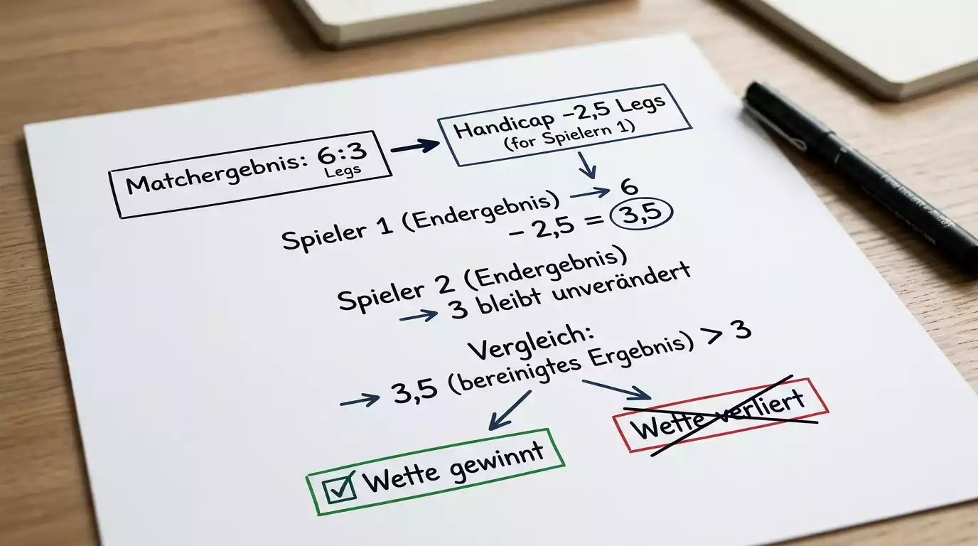 Grundprinzip der Darts Handicap Wette — Berechnung mit Leg-Handicap und Quotenlogik