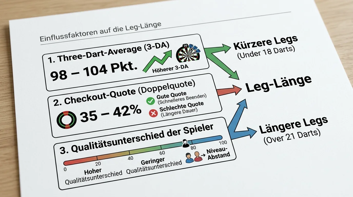 Einflussfaktoren auf die Leg-Anzahl beim Darts — Average, Checkout-Quote und Spielerstärke