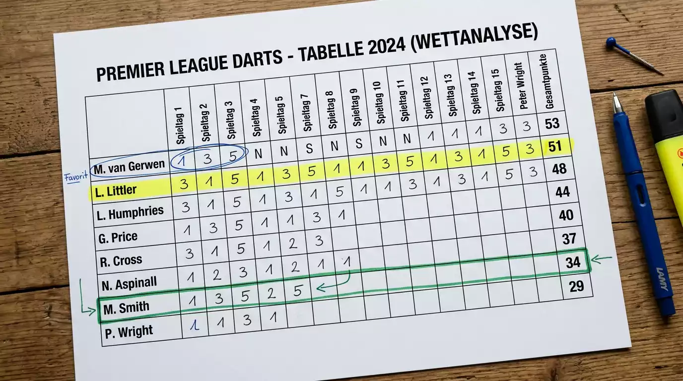 Outright-Quoten auf den PDC Premier League Gesamtsieger — Langzeitwetten analysieren