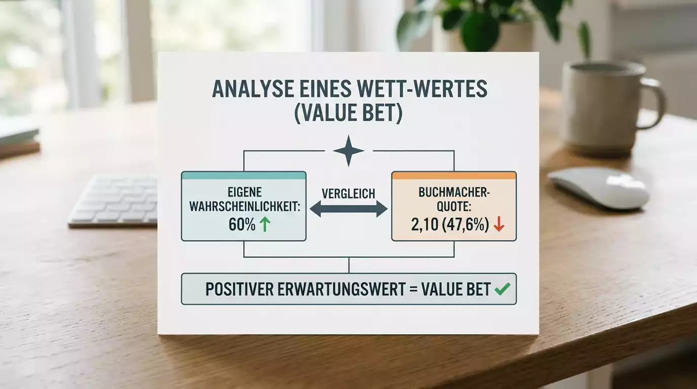 Grundlage des Value Betting beim Darts: Differenz zwischen eigener Wahrscheinlichkeitseinschätzung und Buchmachers Quote