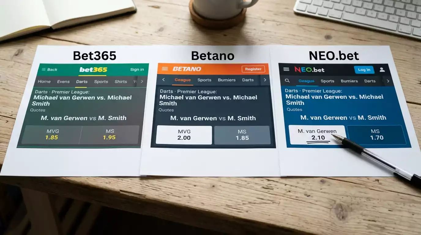 Quotenvergleich mehrerer GGL-lizenzierter Darts-Wettanbieter für systematisches Value Betting