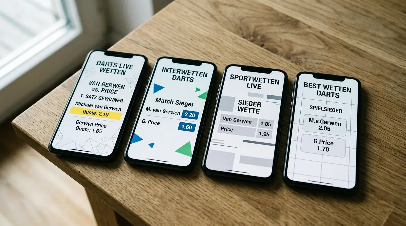 Darts Wetten App Anbietervergleich: Bet365, Betano und Interwetten Apps für PDC-Events im Test