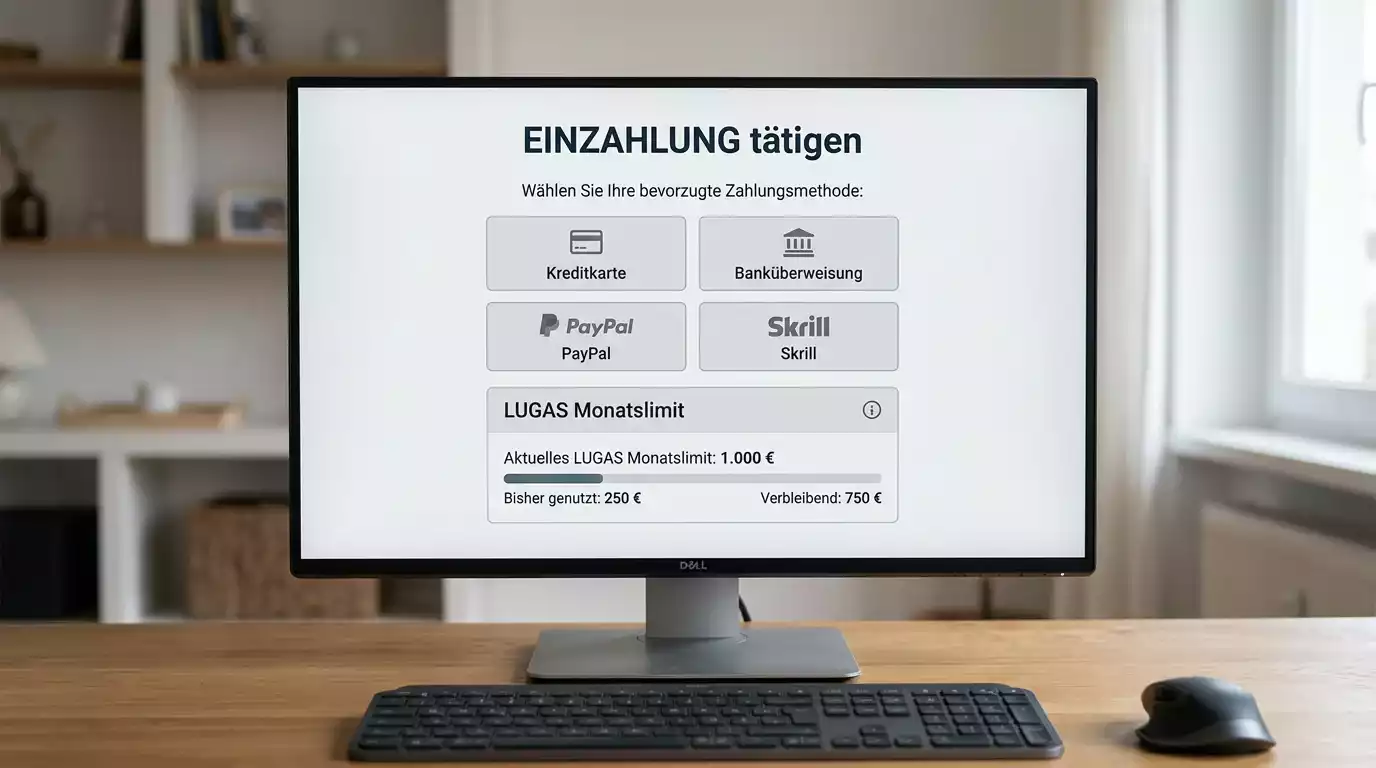 Erste Einzahlung beim Darts-Wettanbieter und LUGAS-Monatslimit von 1.000 Euro für Einsteiger erklärt