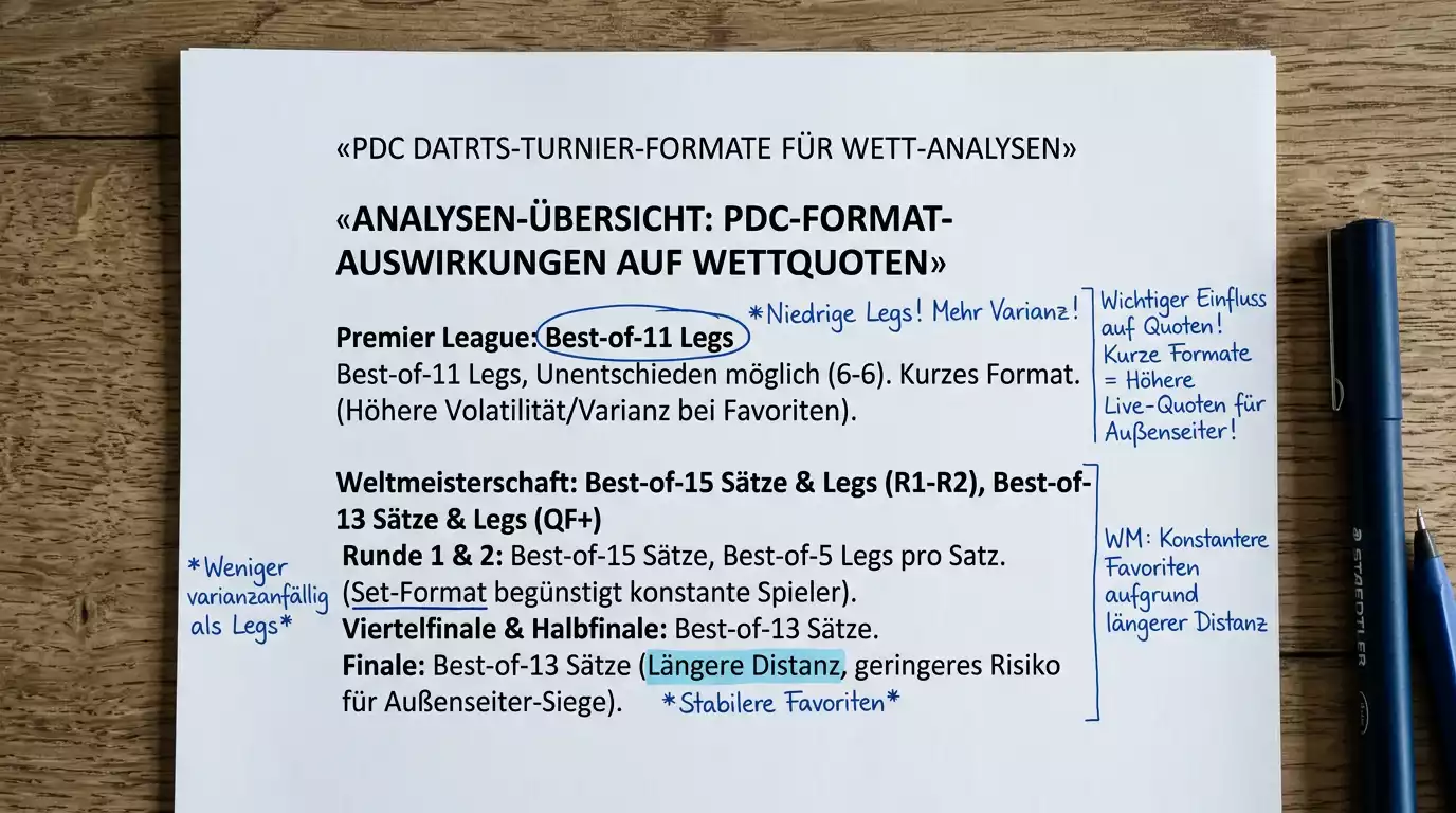 PDC Turnierformate für Darts-Wettentscheidungen: Modus-Analyse für WM, Premier League und European Championship
