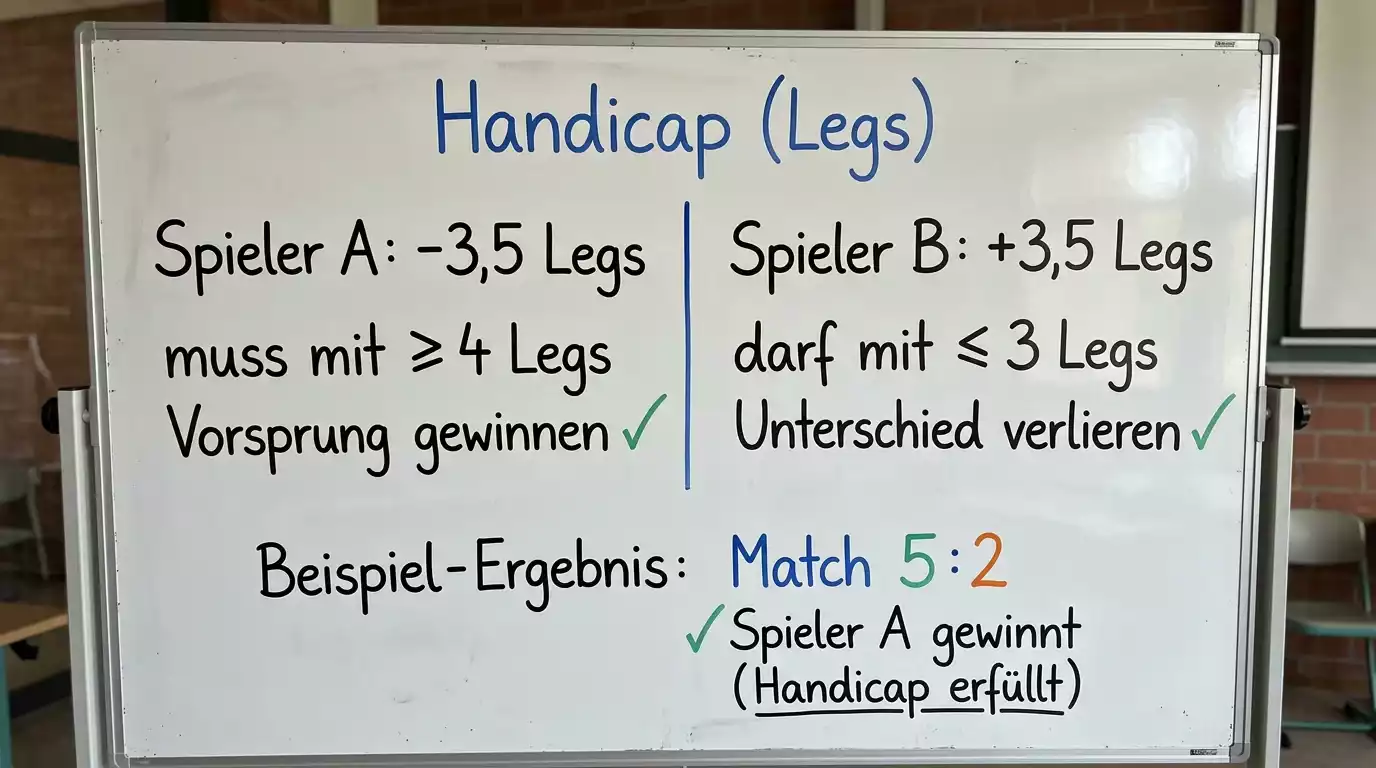 Darts Handicap-Wetten erklärt: asiatisches und europäisches Leg-Handicap-Format mit Berechnungsbeispiel