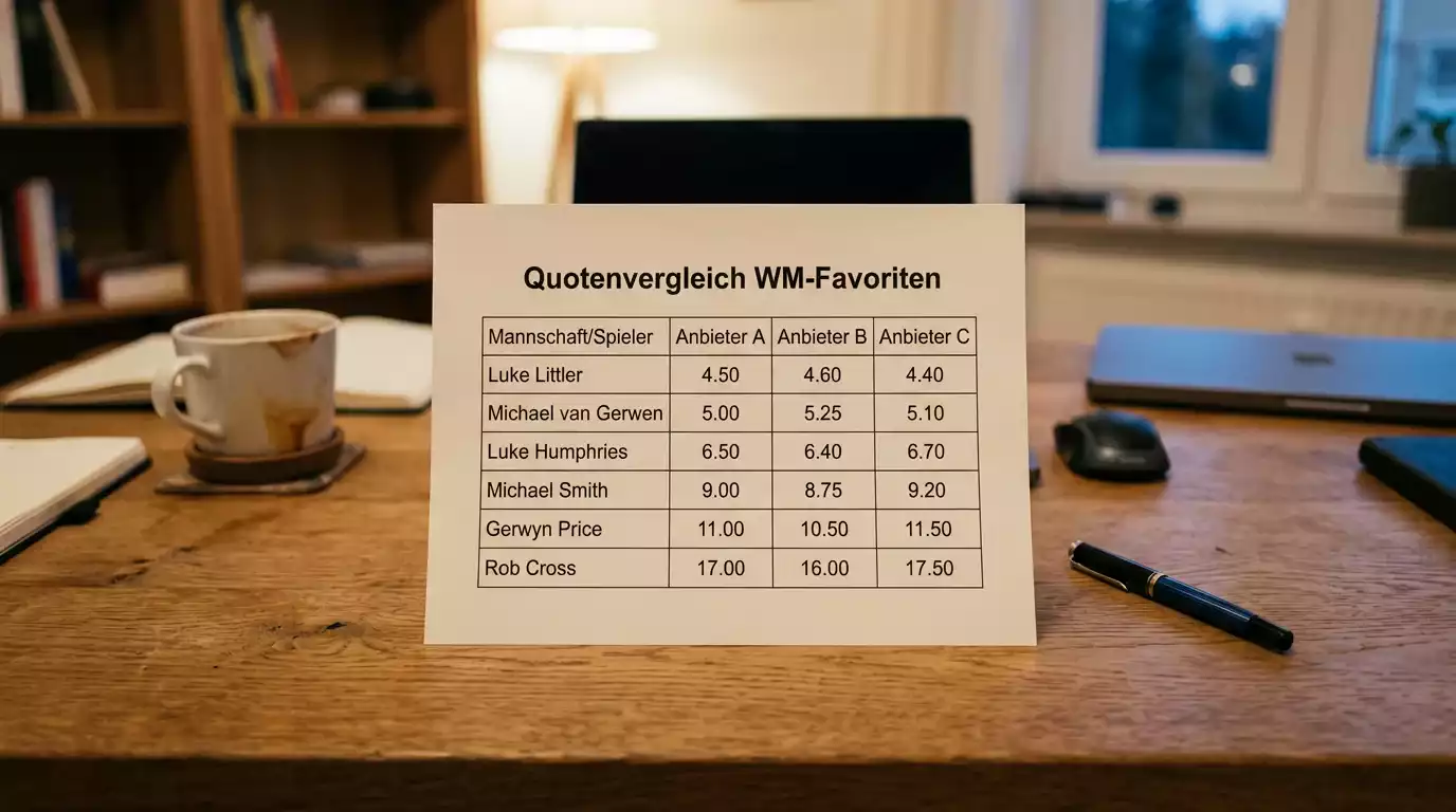 Outright-Quoten auf den Darts WM Titel im Anbietervergleich: Bet365, Betano und Interwetten für 2026