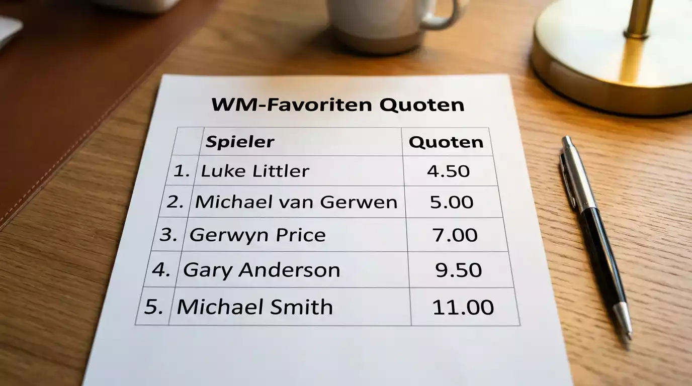 PDC WM Favoriten 2026 im Quotenmarkt: Outright-Quoten für Littler, Van Gerwen und weitere Topfavoriten