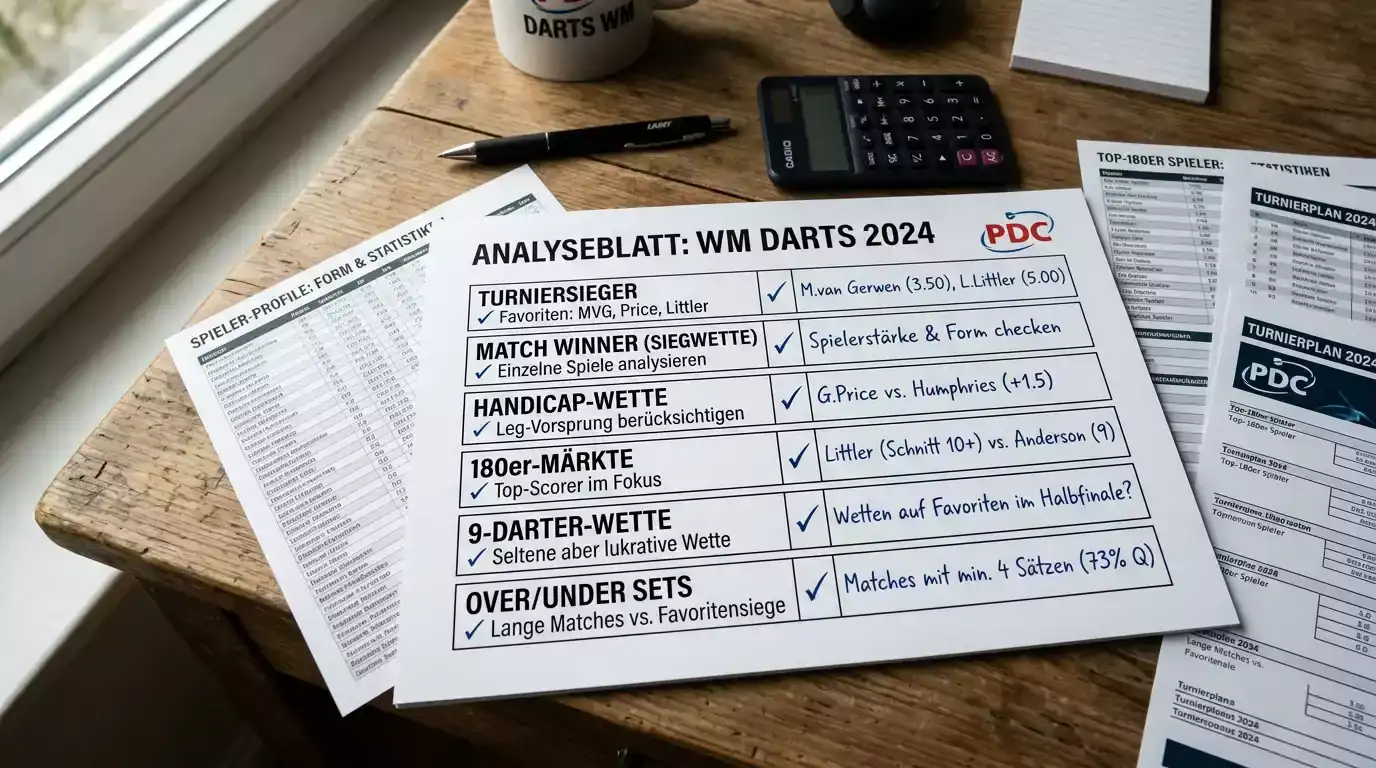 Outright-Wettmärkte zur PDC-Weltmeisterschaft — Turniersieger, Halbfinalisten und Außenseiter-Quoten