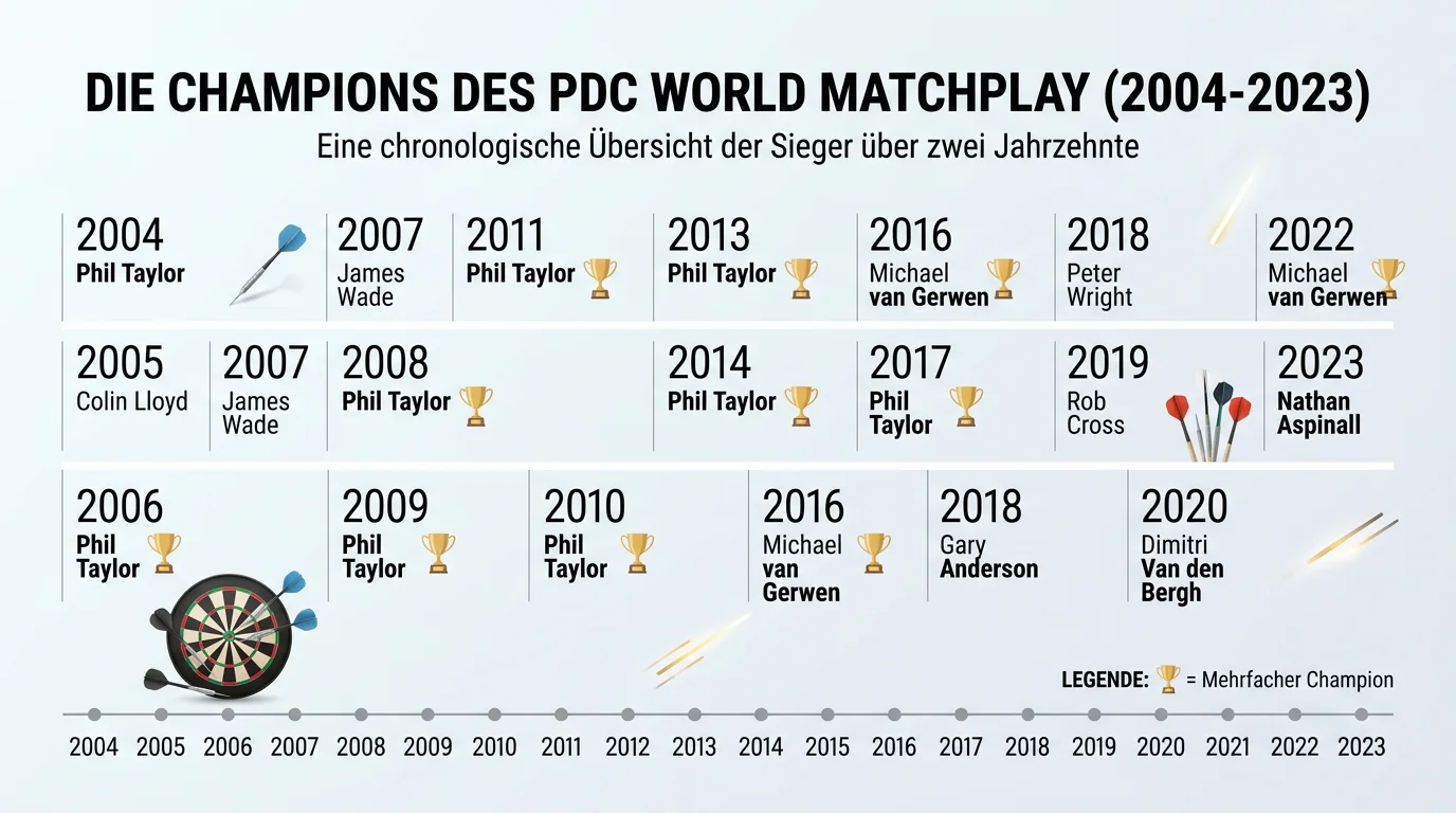 Historische Sieger und Außenseiter-Muster beim PDC World Matchplay für die Darts-Wettanalyse