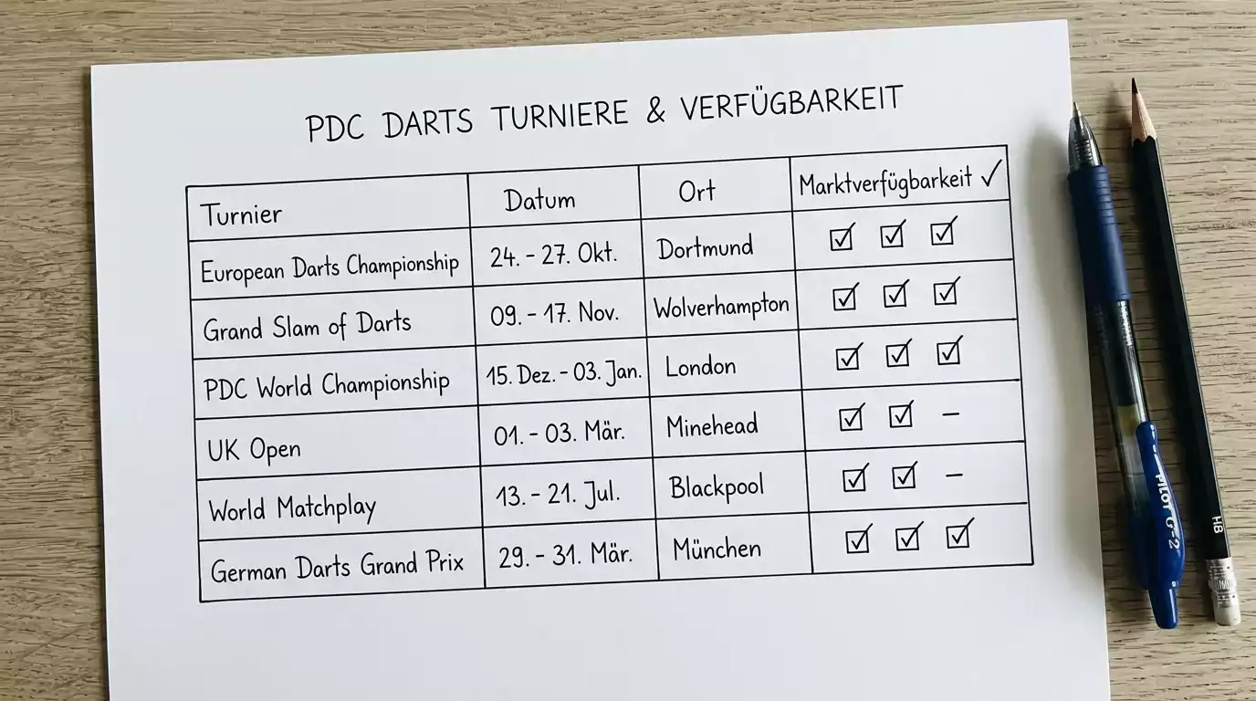 Interwetten Darts-Markttiefe bei PDC-Turnieren - European Tour und European Championship Abdeckung