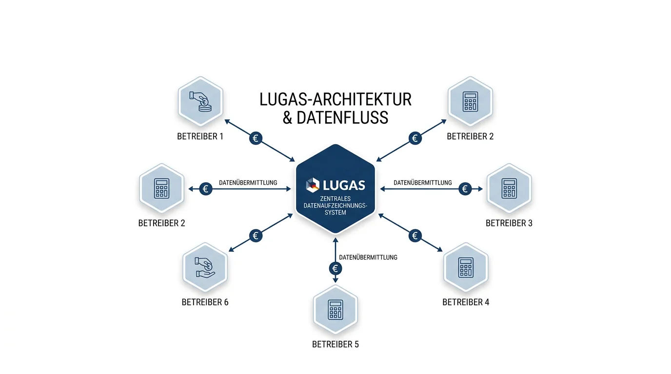 Systemdiagramm LUGAS Spielerschutzsystem verbindet alle lizenzierten deutschen Sportwettenanbieter