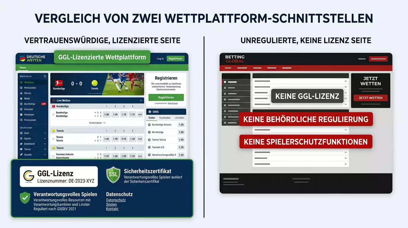 Fehlende GGL-Lizenz bei Schwarzmarkt-Sportwettenanbietern: kein Zugang zu OASIS-Spielersperre und LUGAS-Einzahlungsschutz